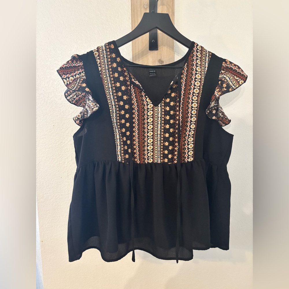 SHEIN Black Blouse Elegant Top